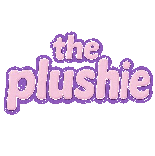 Logo of 'the plushie' with pink text on a white background